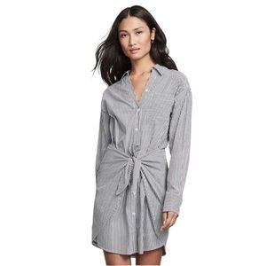Veronica Beard Stella Tie Front Shirt Dress Striped Print